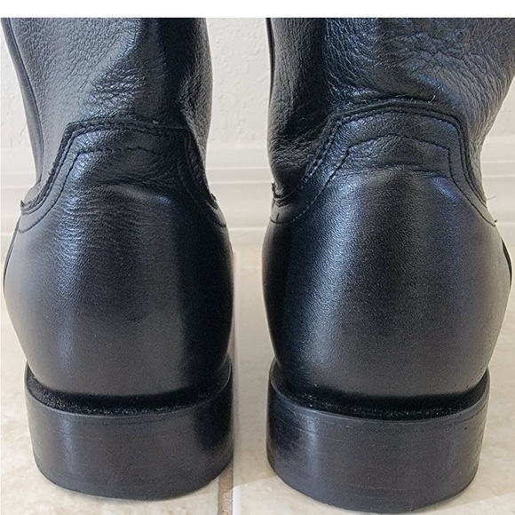 LUCCHESE Men's Lonestar Calf Round Toe Roper Boots In Black 10.5EE. - Picture 7 of 13